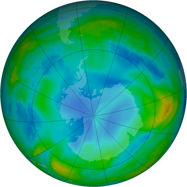 Antarctic ozone map for 24 June 2003